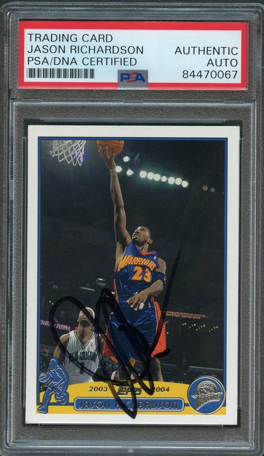 2003-04 Topps Basketball #23 Jason Richardson Signed Card AUTO PSA Slabbed Warri