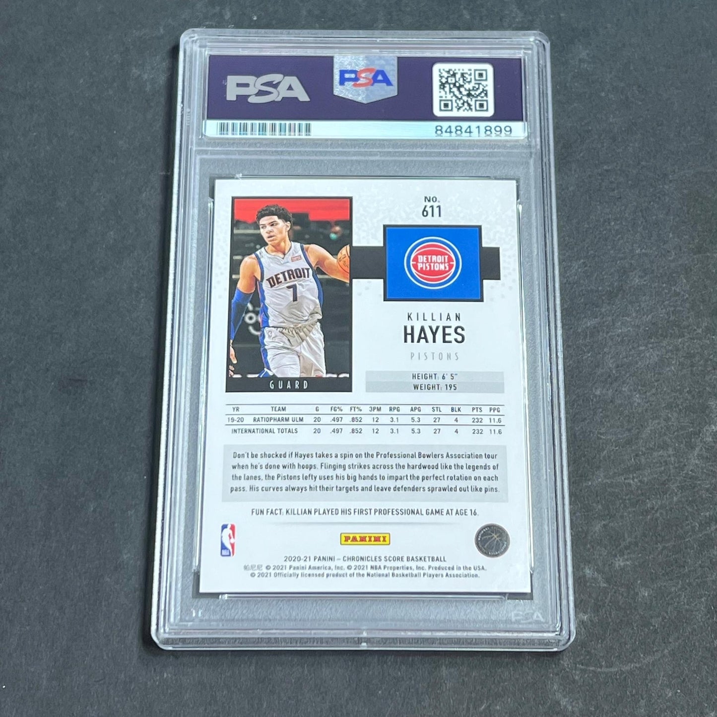 2020-21 Panini Chronicles Score #611 Killian Hayes Signed Card AUTO PSA Slabbed