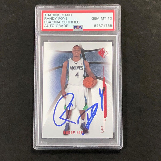 2007-08 SP #9 Randy Foye Signed Card AUTO 10 PSA Slabbed Minnesota Timberwolves