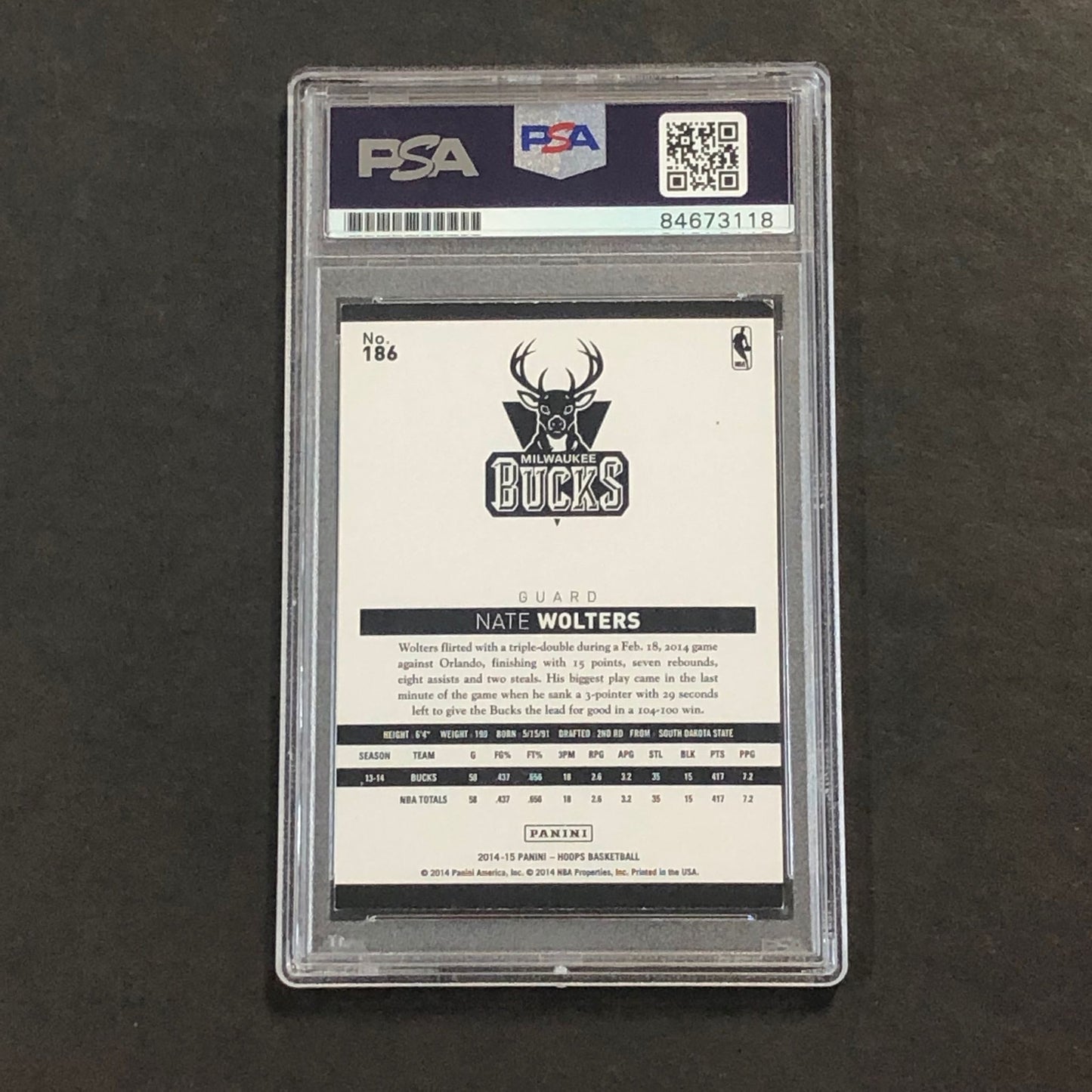 2014-15 Panini NBA Hoops #186 Nate Wolters Signed Card AUTO 10 PSA/DNA Slabbed R