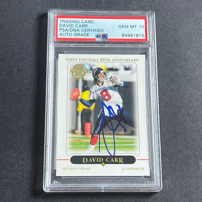 2005 Topps #55 David Carr Signed Card PSA Slabbed AUTO 10 Texans