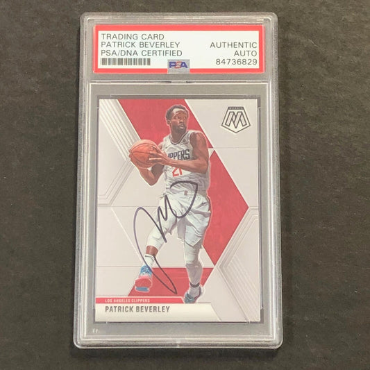 2019-20 Panini Mosaic #88 Patrick Beverley Signed Card AUTO PSA Slabbed Clippers