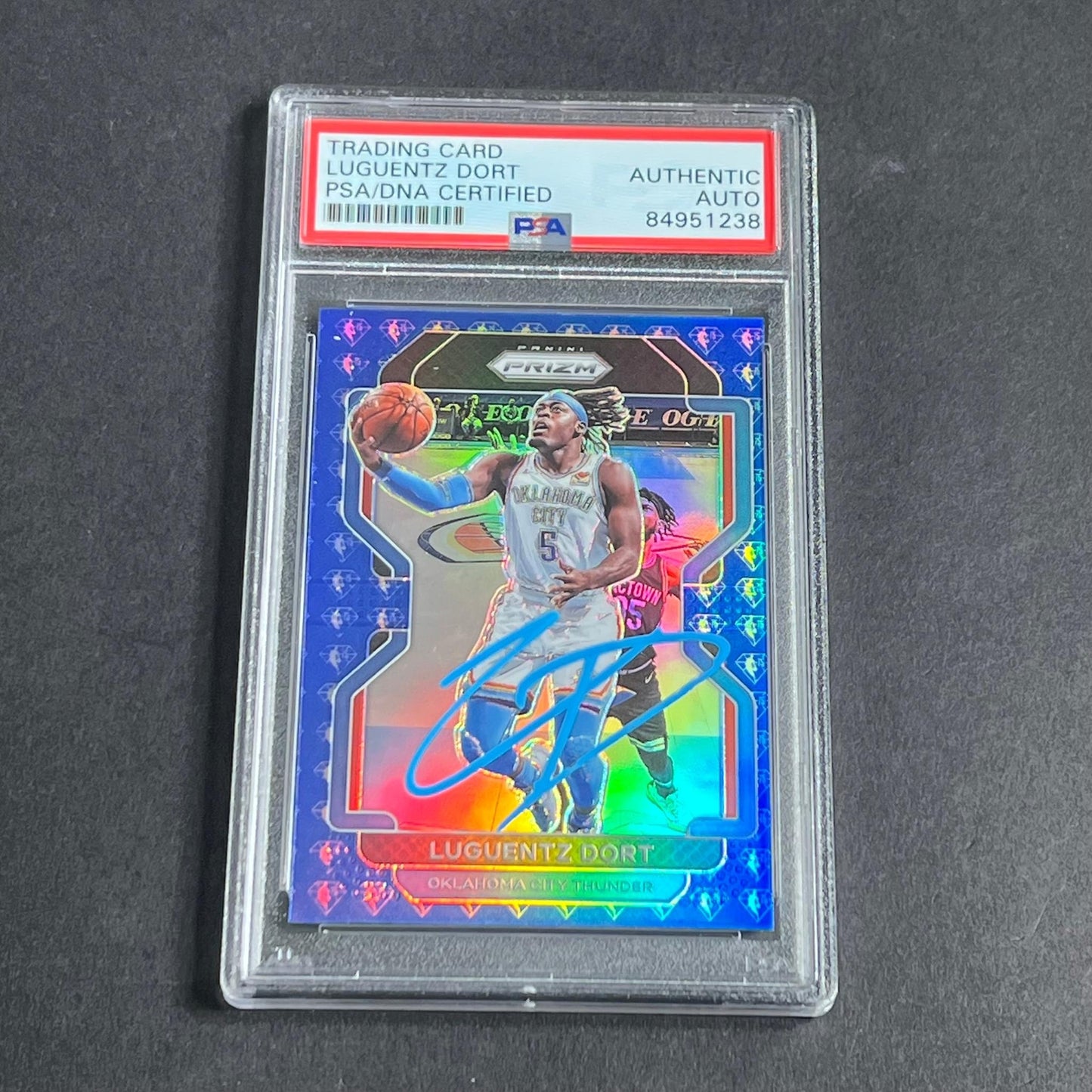 2021-22 Panini Prizm #114 Luguentz Dort Signed Card AUTO PSA Slabbed Thunder