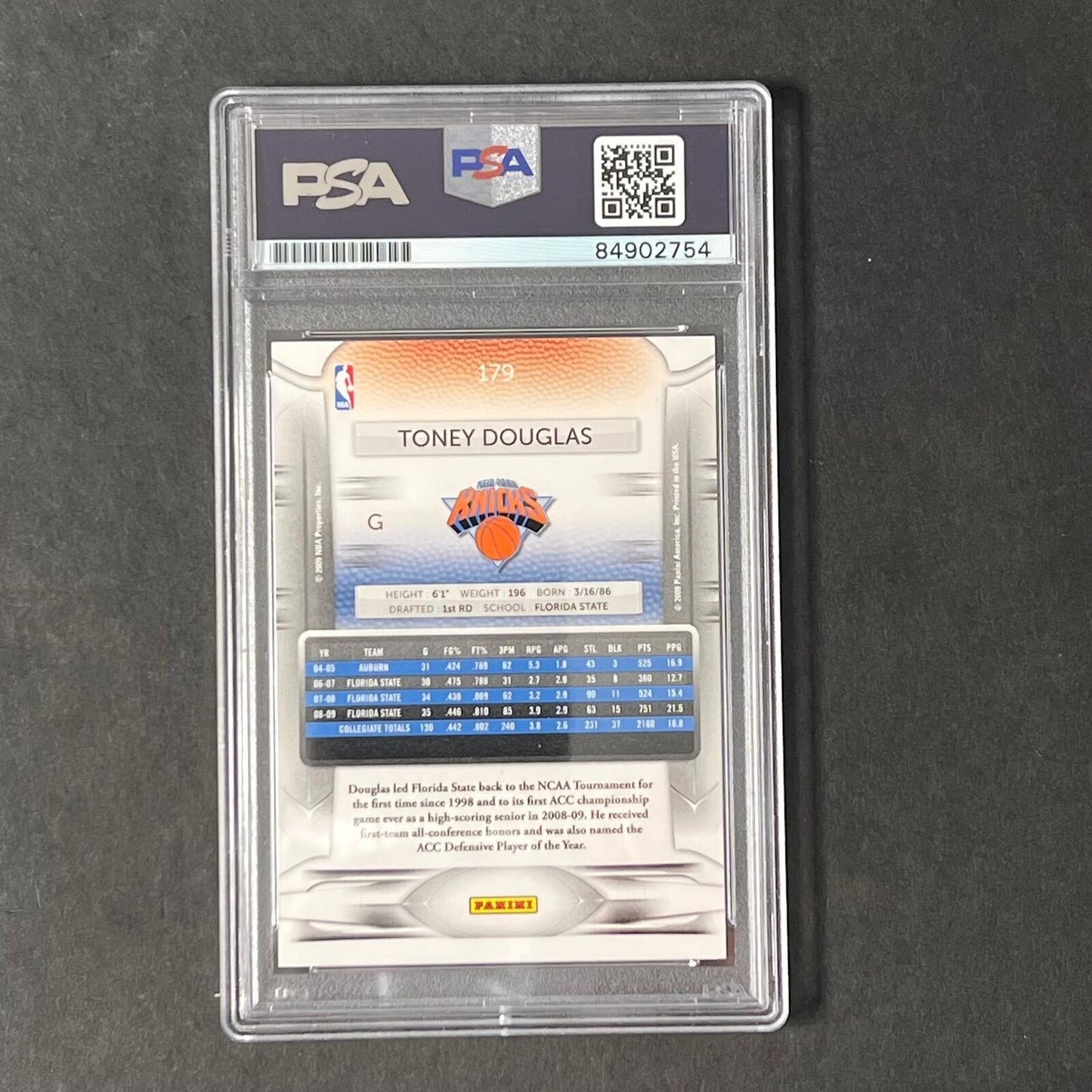 2009-10 Prestige Rookie #179 Toney Douglas Signed Card AUTO PSA Slabbed RC Knick