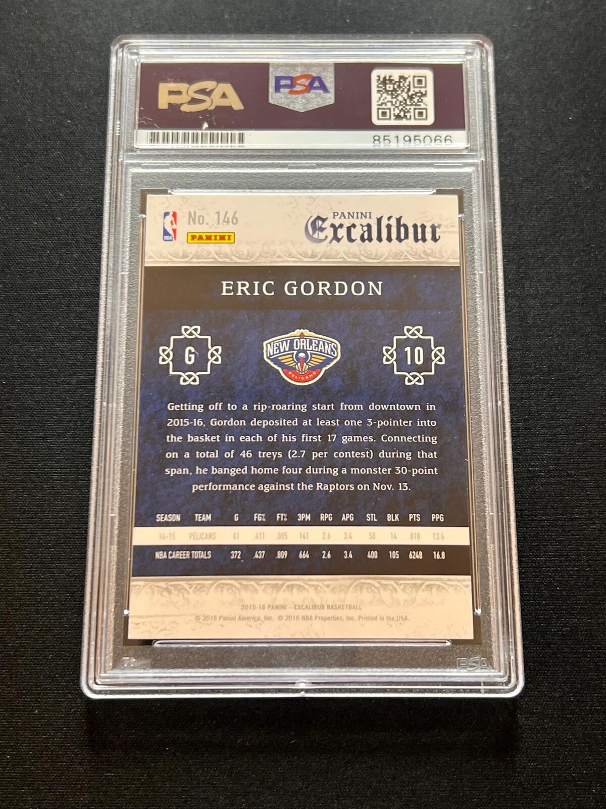 2015-16 Panini Excalibur #146 Eric Gordon Signed Card AUTO PSA Slabbed Pelicans