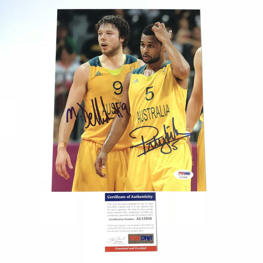 Matthew Dellavedova Patty Mills signed 8x10 photo PSA/DNA Australia Autographed
