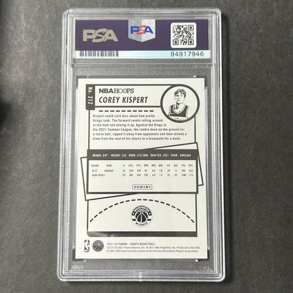 2021 Panini NBA Hoops #212 COREY KISPERT Signed Card AUTO PSA Slabbed Wizards