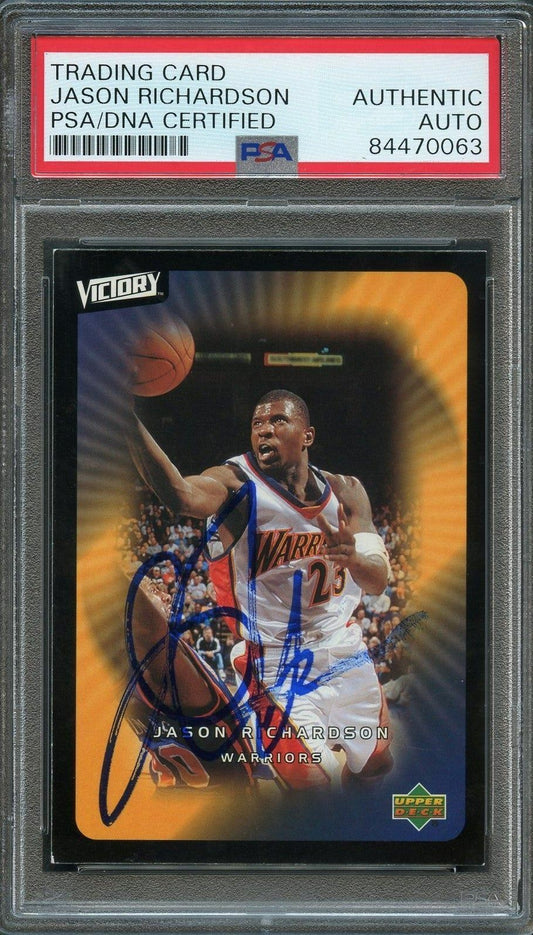 2003-04 Upper Deck Victory #28 Jason Richardson Signed Card AUTO PSA Slabbed War
