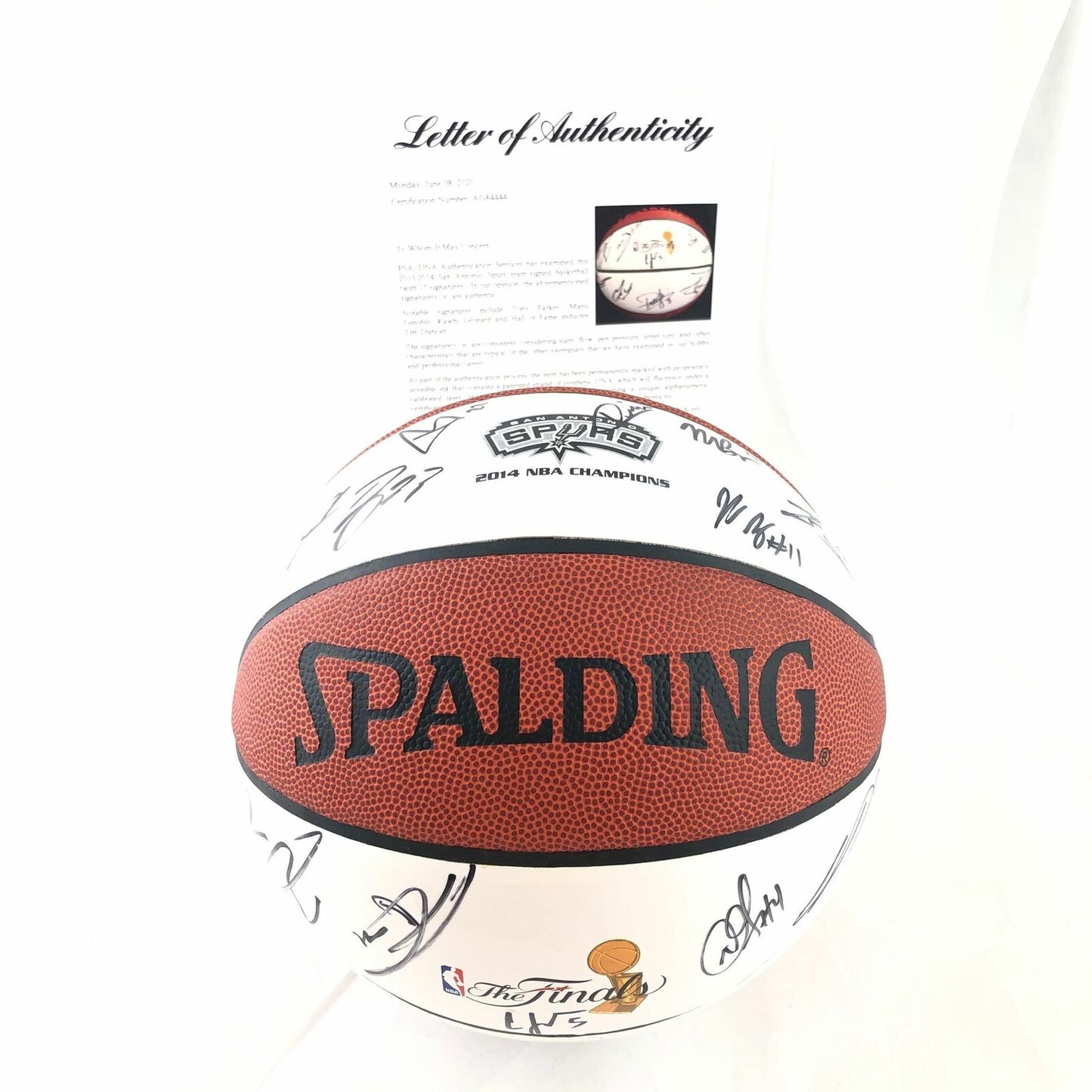 2013-14 Spurs Team Signed Basketball PSA/DNA Autographed Ball LOA