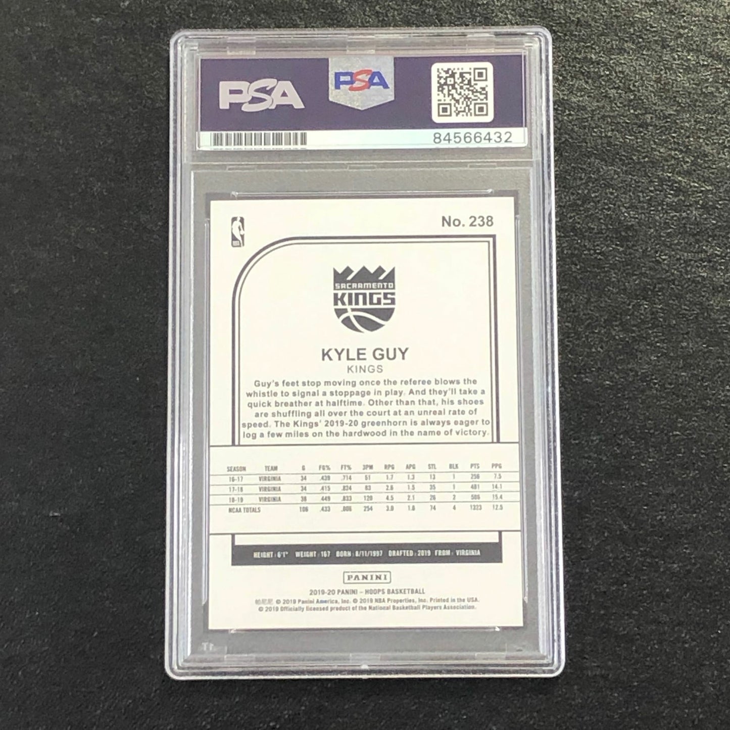 2019-20 NBA Hoops #238 Kyle Guy Signed Card AUTO 10 PSA Slabbed RC Kings
