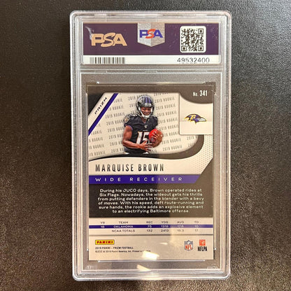 2019 Panini Prizm Red/White/Blue Prizm #341 Marquise Brown Card PSA GEM MT 10 Sl