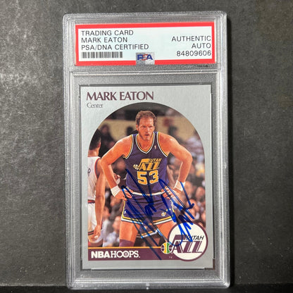 1989-90 NBA Hoops #287 Mark Eaton Signed Card AUTO PSA Slabbed Jazz