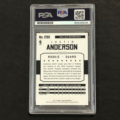 2015-16 NBA Hoops #290 Justin Anderson Signed Card AUTO 10 PSA Slabbed RC Maveri