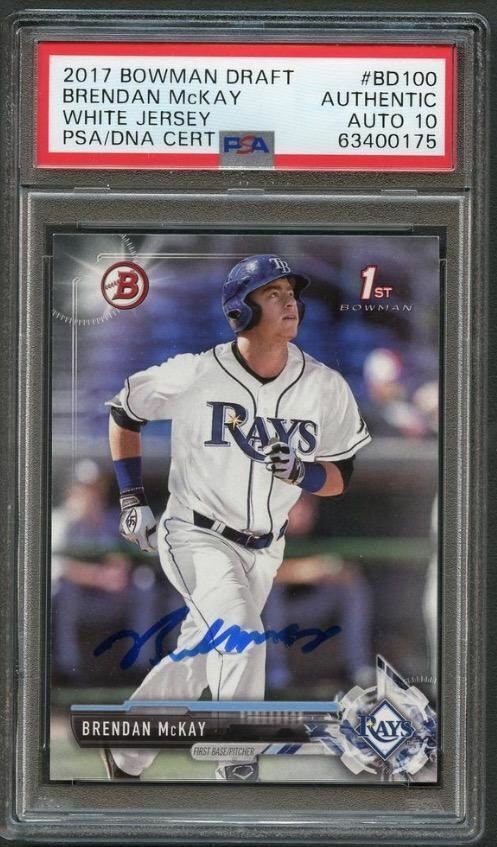 2017 BOWMAN DRAFT 1ST #BD-100 BRENDAN MCKAY Signed Card PSA Slabbed AUTO Grade 1