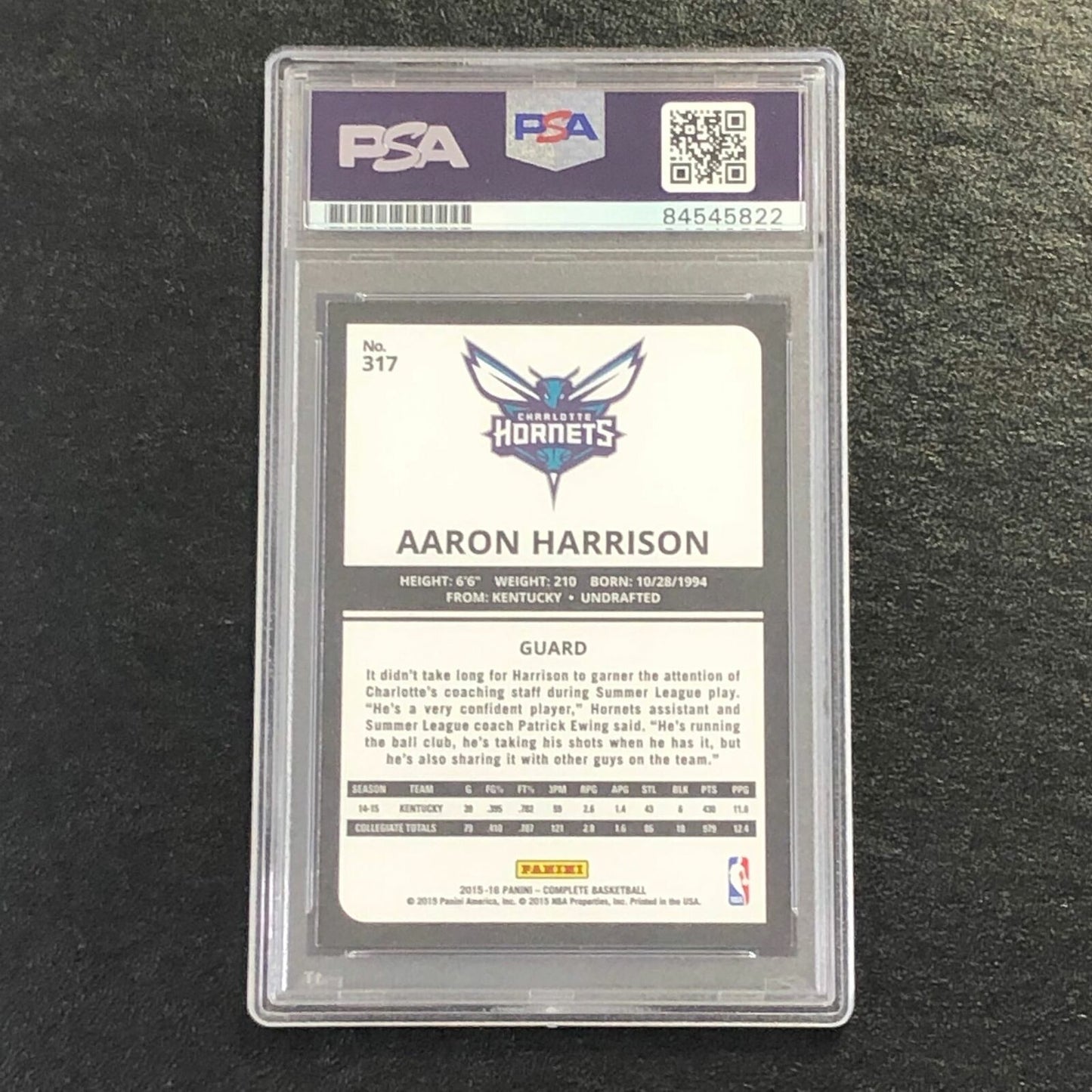 2015-16 Panini Complete #317 Aaron Harrison Signed Card AUTO 10 PSA/DNA Slabbed