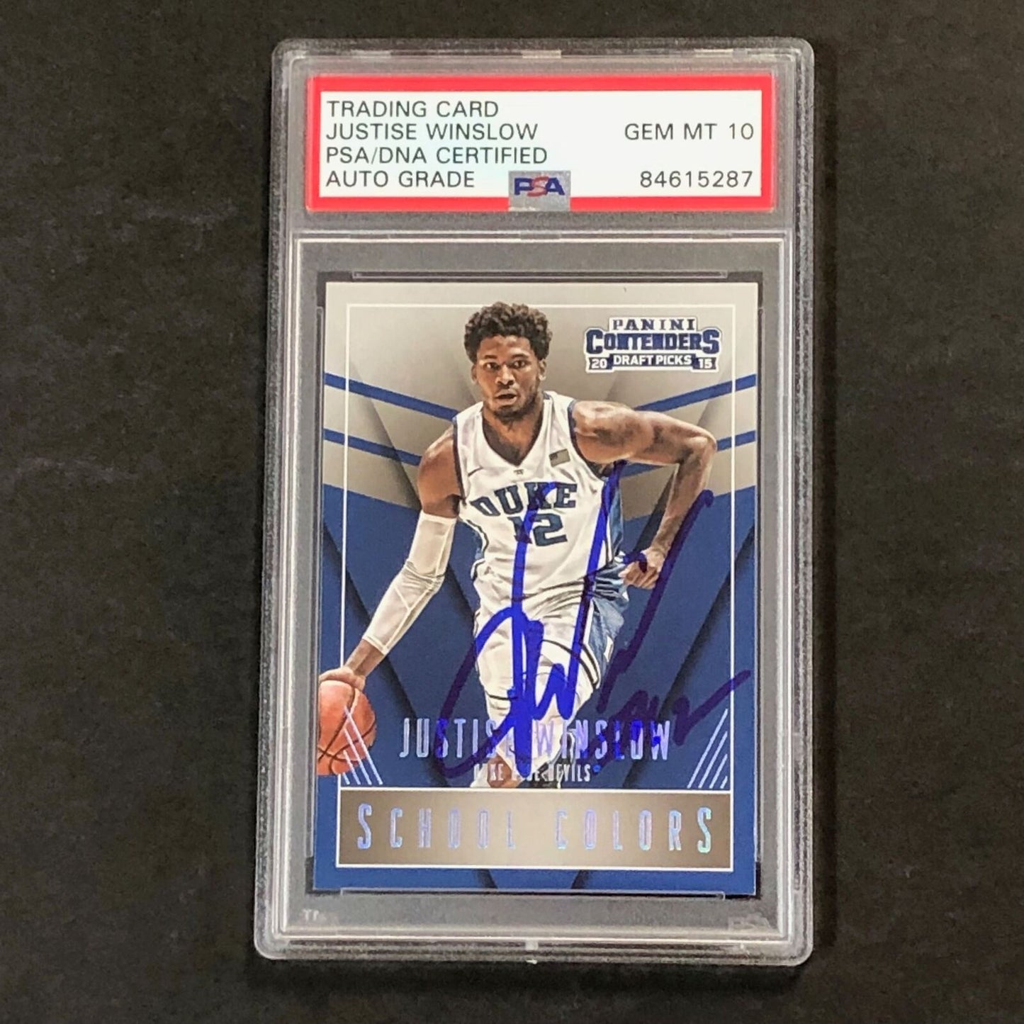 2015-16 Contenders Draft Picks School Colors #23 Justise Winslow Signed Card AUT