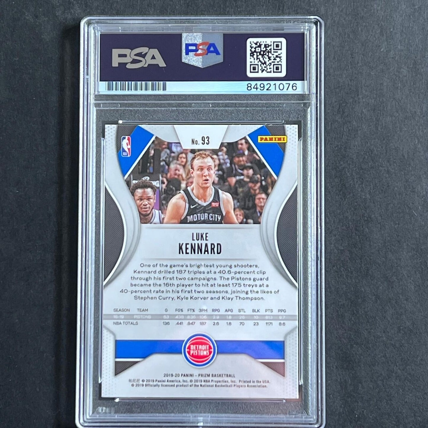 2018-19 Panini Prizm #93 Luke Kennard Signed Rookie Card AUTO PSA Slabbed Piston