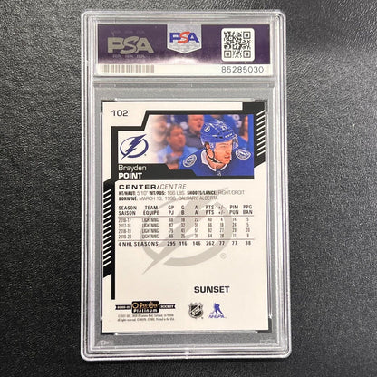 2020-21 O-Pee-Chee Sunset #102 Brayden Point Signed Card AUTO PSA/DNA slabbed Li