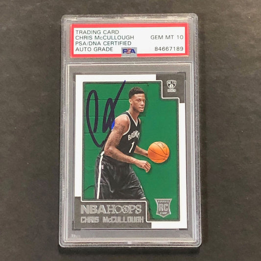 2015-16 NBA Hoops #286 Chris McCullough Signed Card AUTO 10 PSA Slabbed Nets