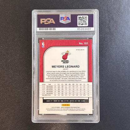 2019-20 Panini Hoops Premium Stock #161 Meyers Leonard Signed Card AUTO PSA Slab