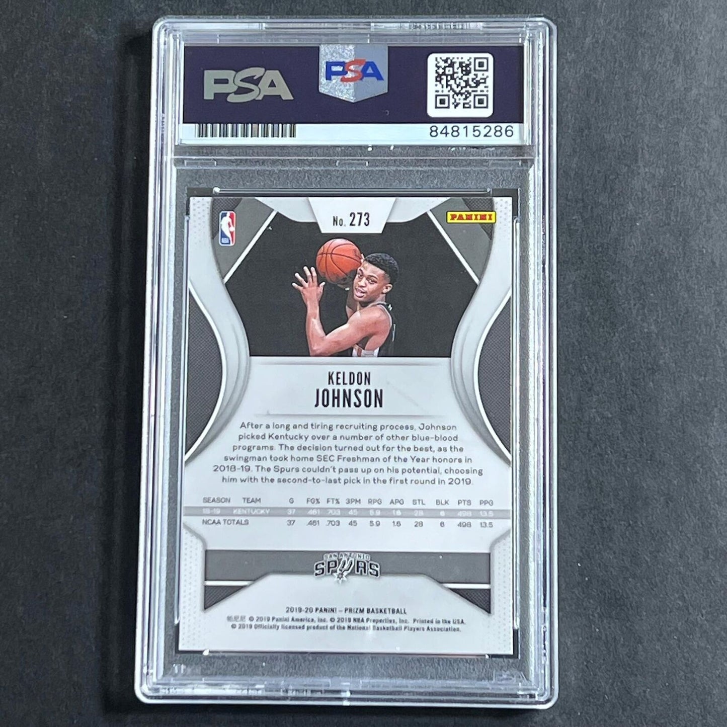 2019-20 Panini Prizm #273 Keldon Johnson Signed Card PSA Slabbed RC Spurs