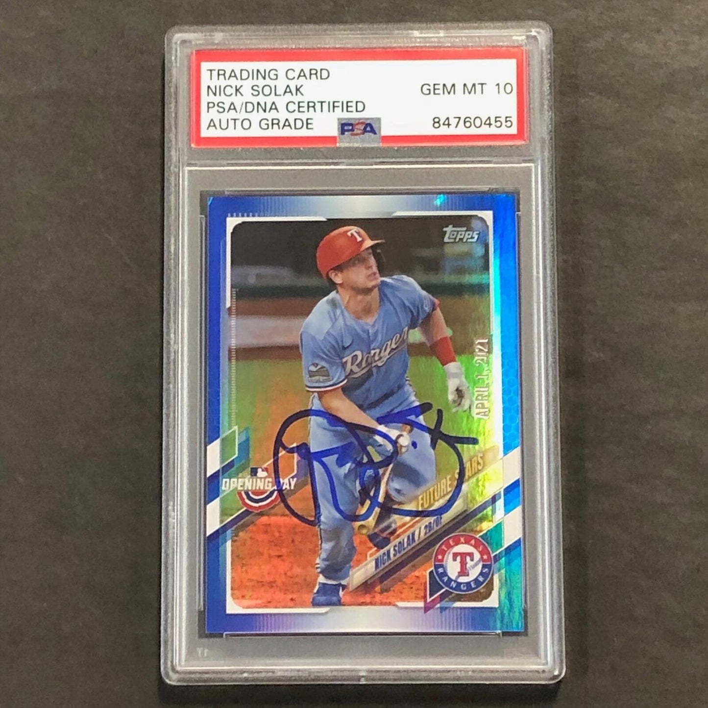 2021 Topps Future Stars #102 Nick Solak Signed Card AUTO 10 PSA Slabbed Rangers