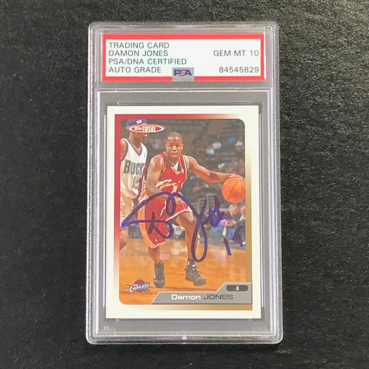 2005-06 Topps Total #290 Damon Jones Signed Card AUTO 10 PSA Slabbed Cavaliers
