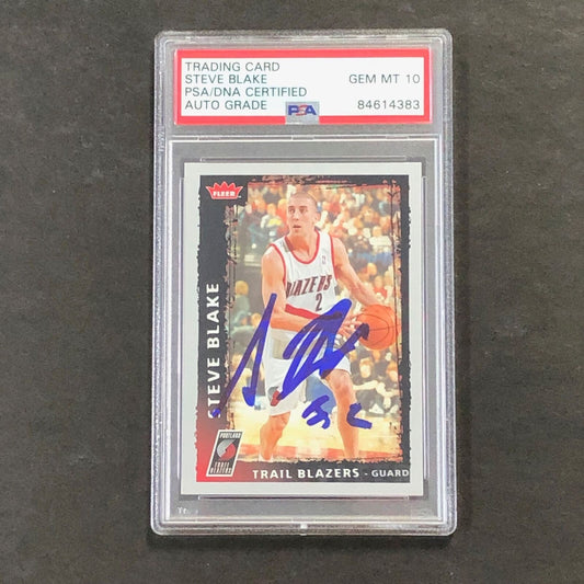 2008-09 Fleer Basketball #168 Steve Blake Signed Card AUTO 10 PSA Slabbed Trail