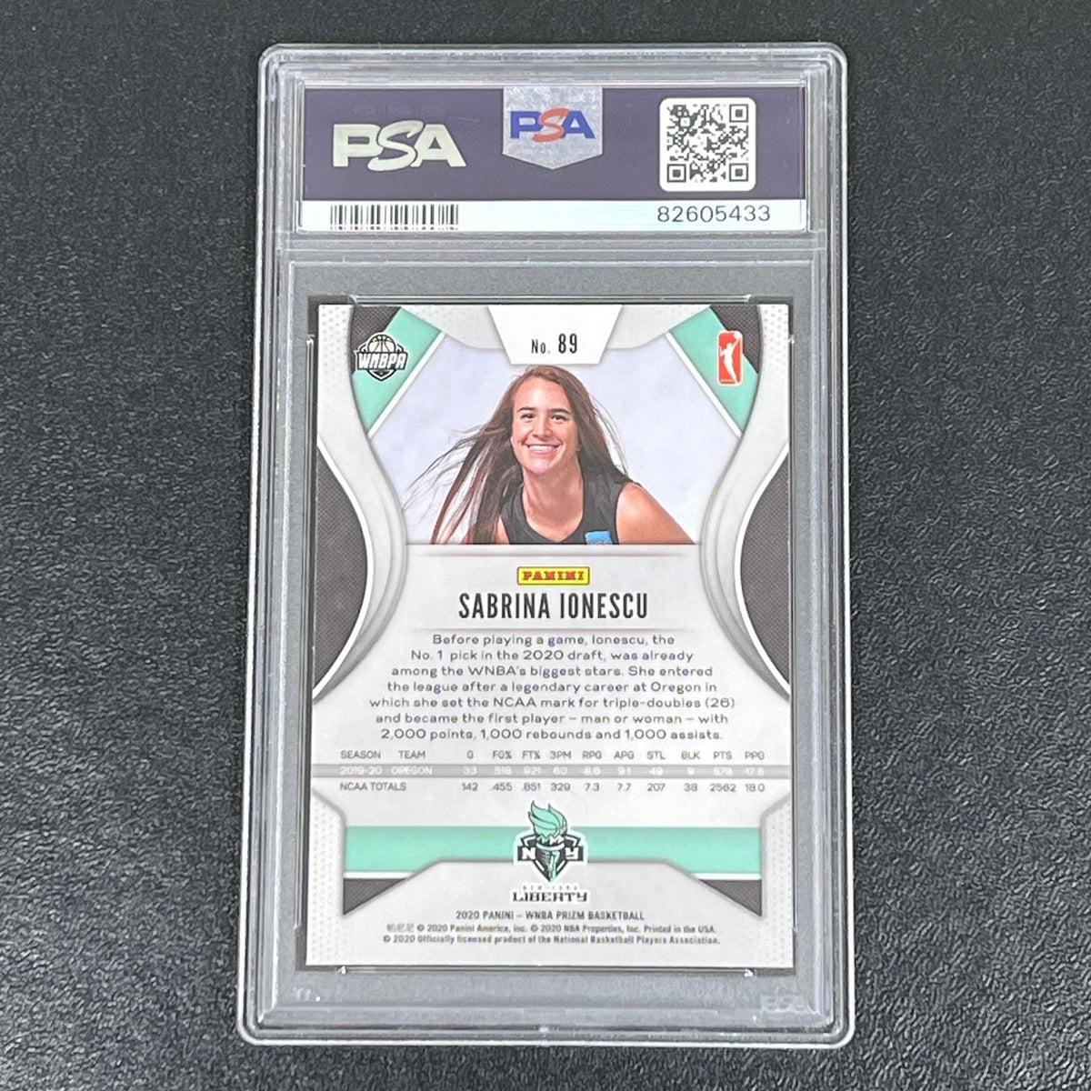 2020 Panini Prizm WNBA #89 Sabrina Ionescu Prizm PSA Gem Mint 9 RC