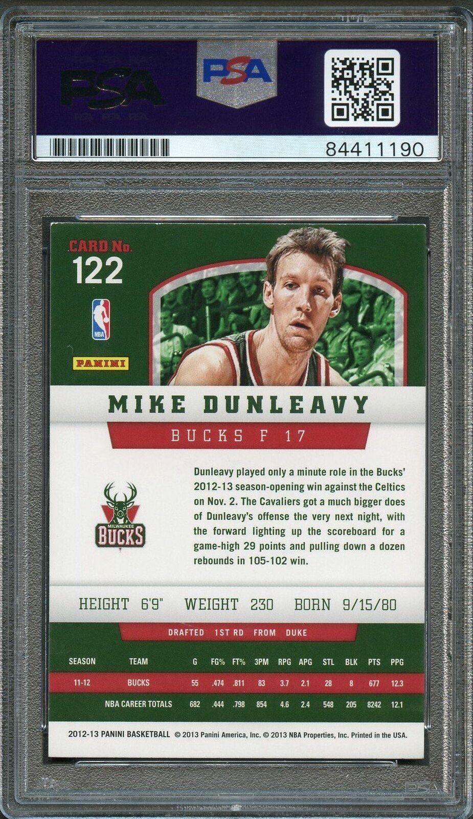 2012-13 Panini Basketball #122 Mike Dunleavy Signed Card AUTO 10 PSA/DNA Slabbed