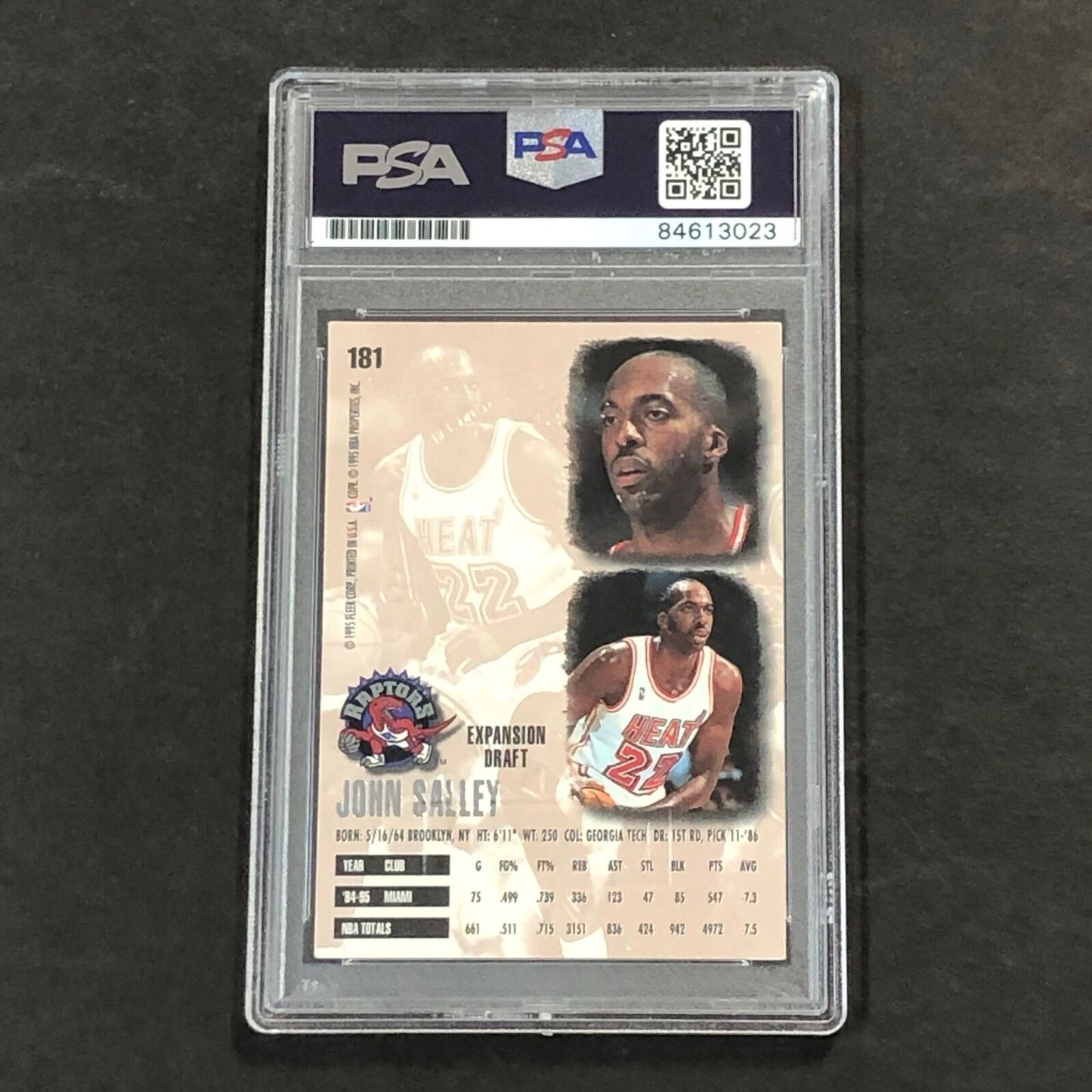 1995-96 Fleer Ultra #181 John Salley Signed Card AUTO PSA Slabbed Raptors