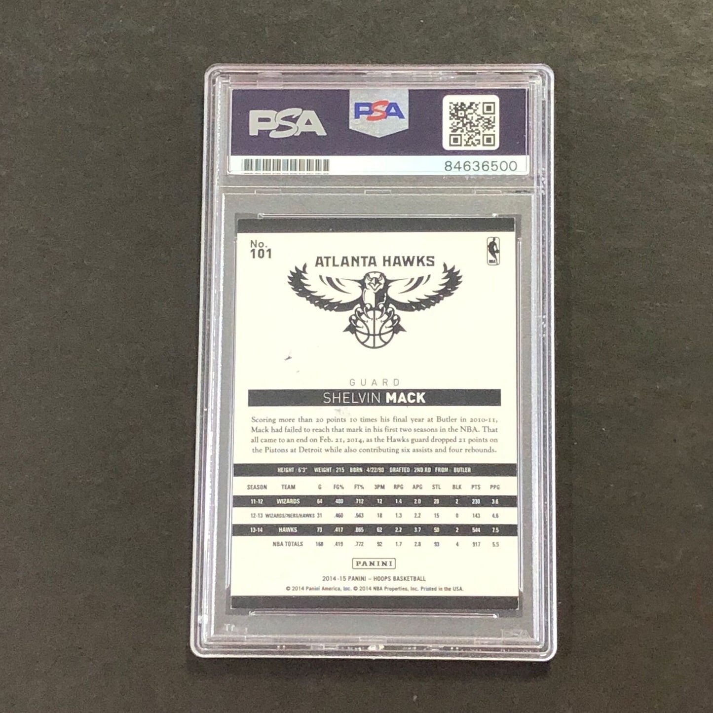 2014-15 Panini NBA Hoops #101 Shelvin Mack Signed Card AUTO PSA Slabbed Hawks
