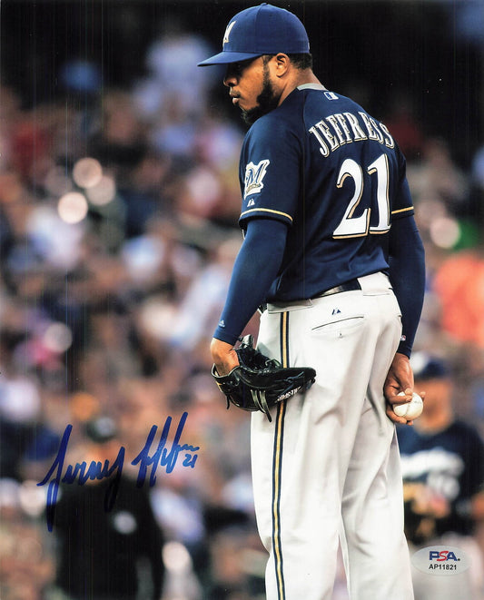 Jeremy Jeffress Signed 8x10 Photo PSA Milwaukee Brewers