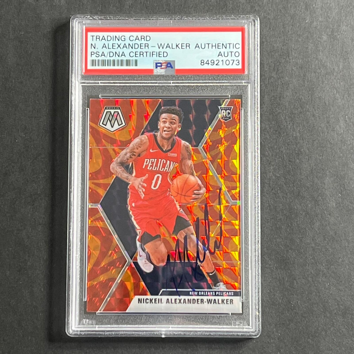 2019-20 Panini Mosaic Orange #205 Nickeil Alexander-Walker Signed Card AUTO PSA
