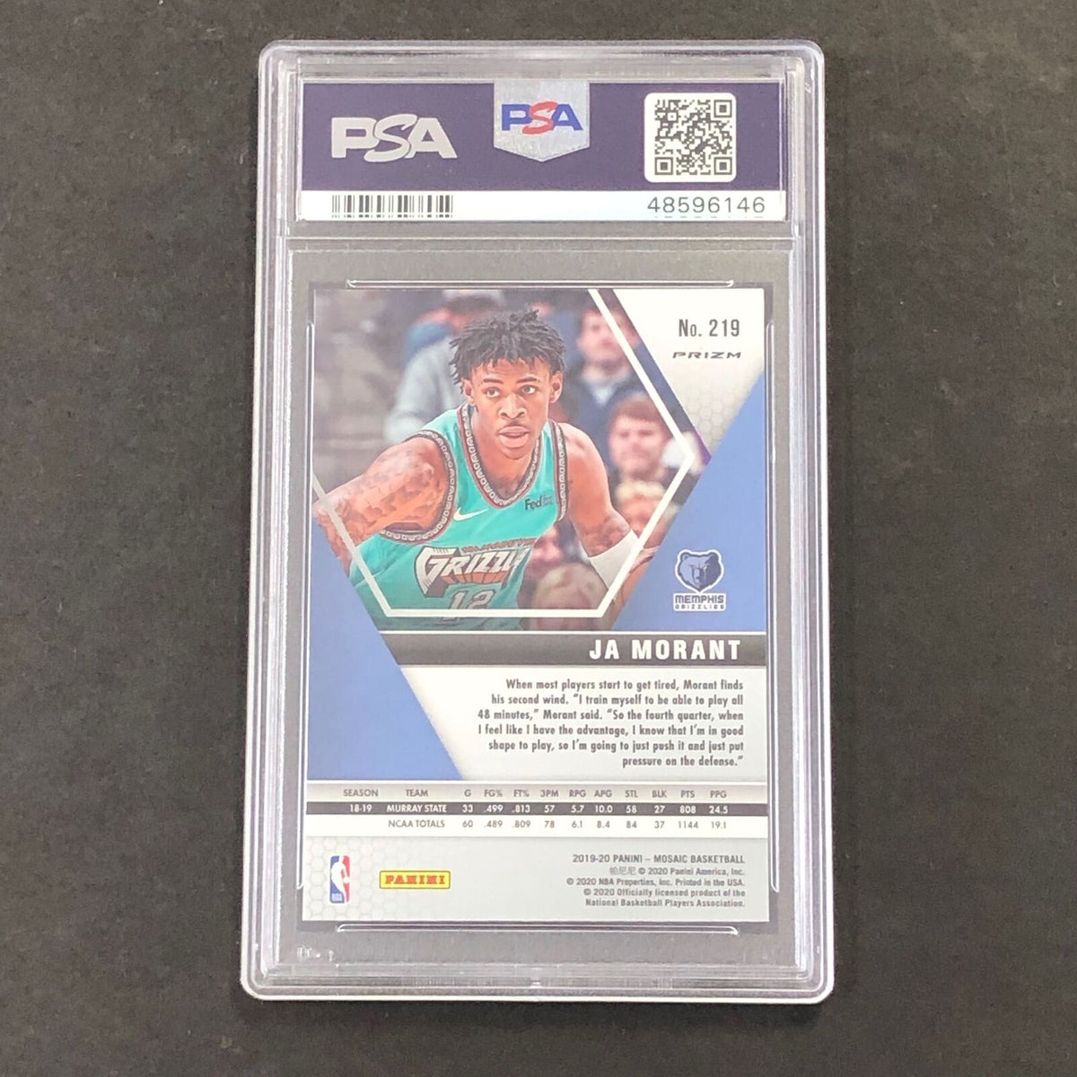 2019 Panini #219 Ja Morant PSA 6 EX-MT Silver Prizm