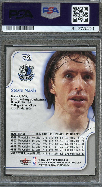 2003 Fleer #74 Steve Nash Signed Card AUTO PSA Slabbed Mavericks