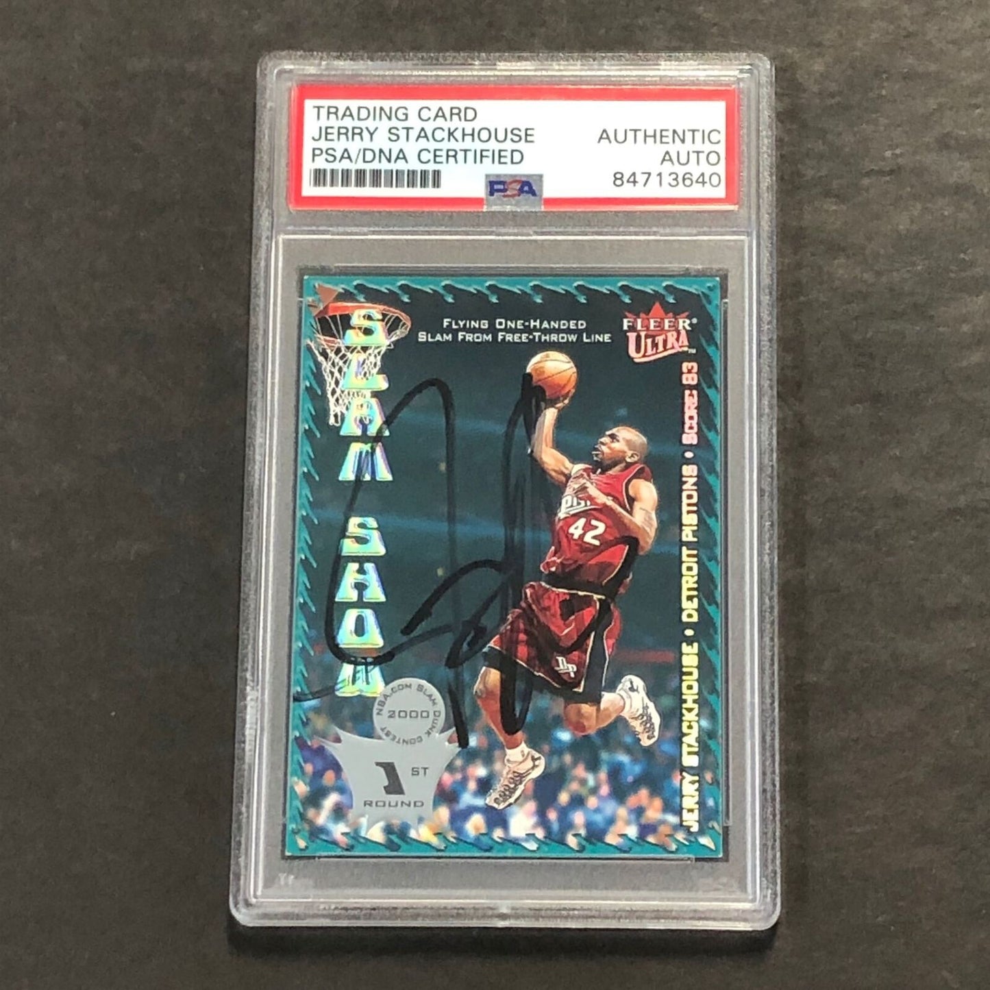 2000-01 Fleer Ultra #3 Jerry Stackhouse Signed Card PSA Slabbed Pistons