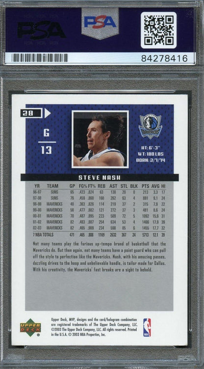 2003 Upper Deck MVP #28 Steve Nash Signed Card AUTO PSA Slabbed Mavericks