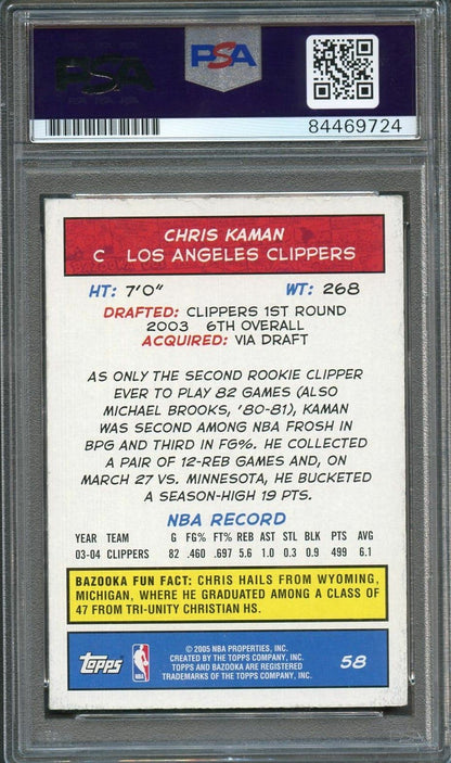 2004-05 Topps Bazooka #58 Chris Kaman Signed Card AUTO PSA Slabbed Clippers