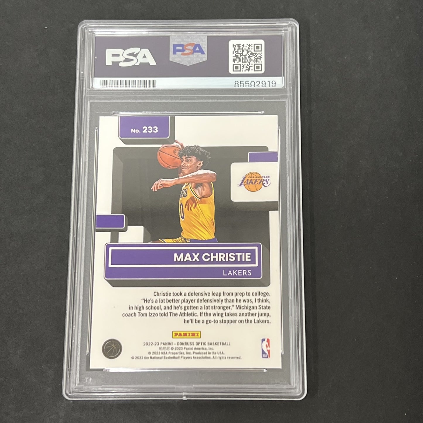 2022-23 Panini NBA Hoops #233 Max Christie signed card PSA Auto 10