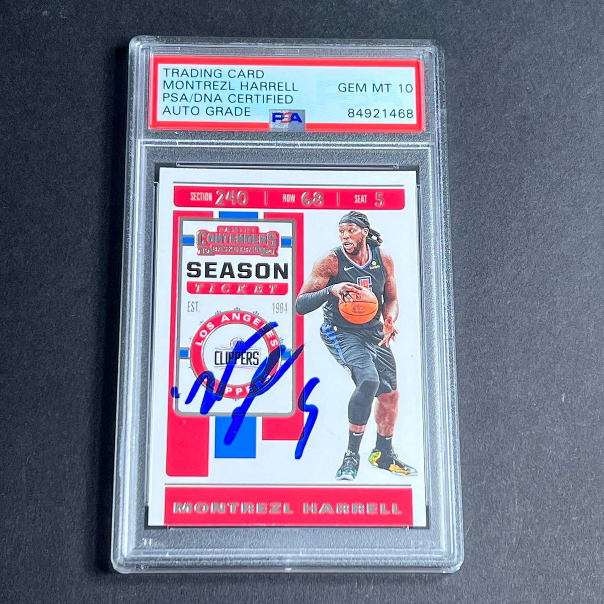 2019-20 Panini Contenders #83 Montrezl Harrell Signed Card AUTO Grade 10 PSA Sla