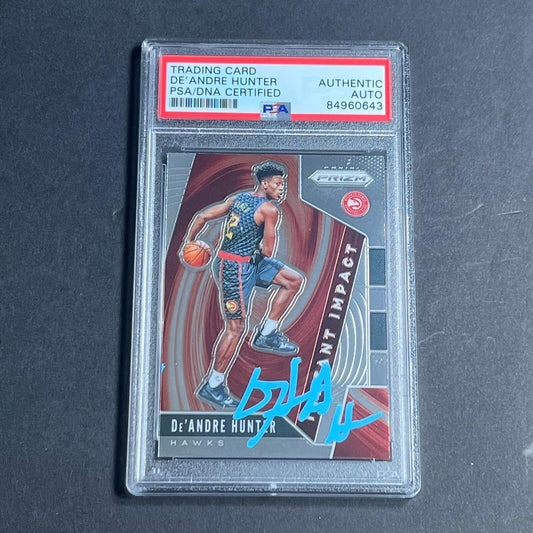 2019-20 Panini Prizm #4 De'Andre Hunter Signed Card AUTO PSA/DNA Slabbed Hawks