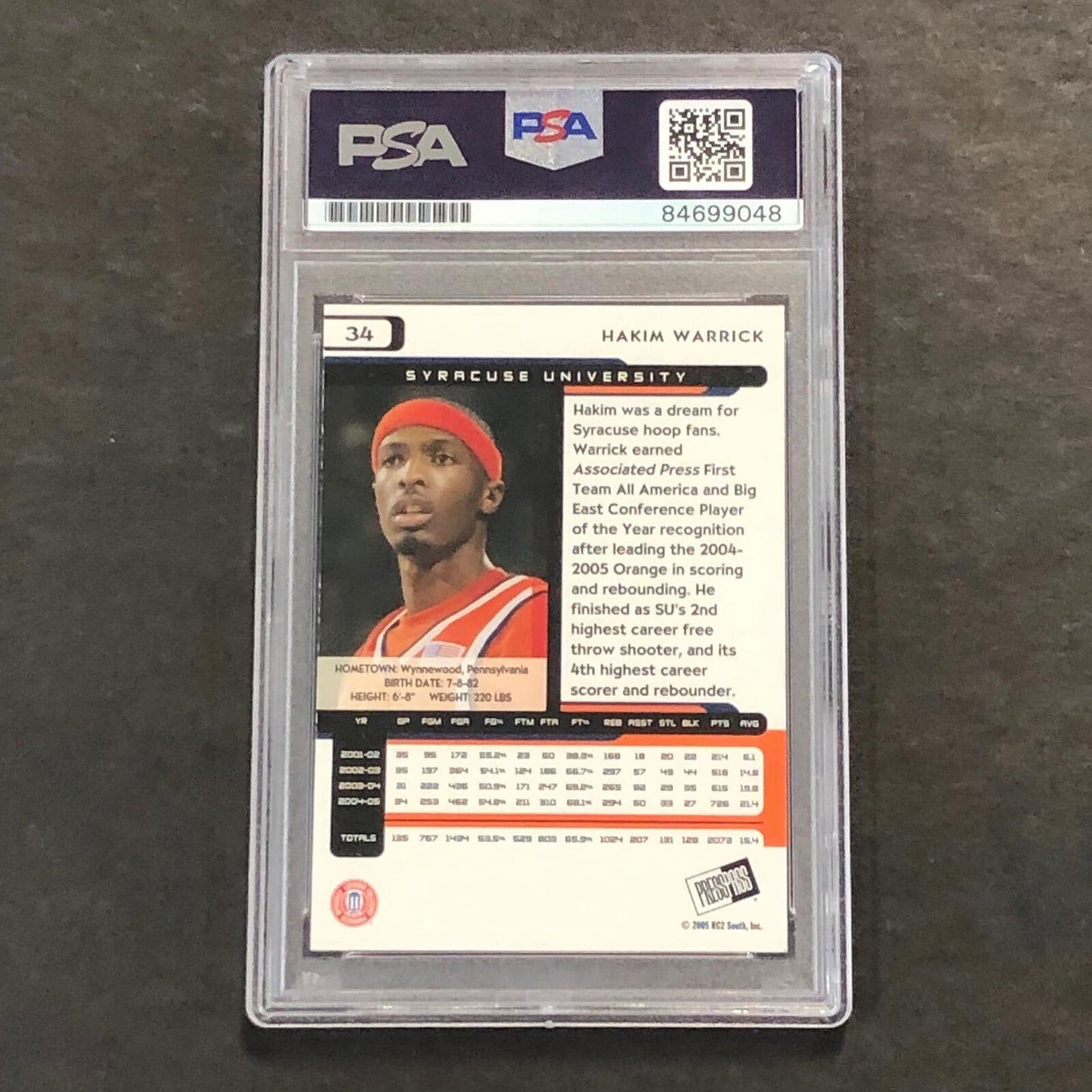 2005-06 Press Pass #B34 Hakim Warrick Signed Card AUTO PSA Slabbed RC