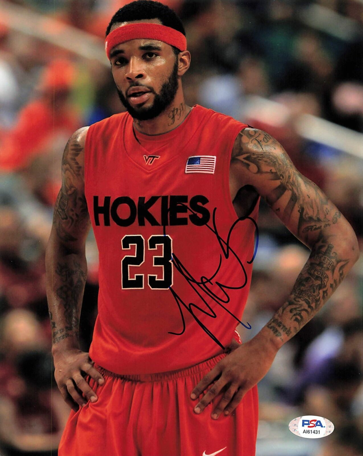 MALCOLM DELANEY signed 8x10 photo PSA/DNA Autographed Virginia Tech