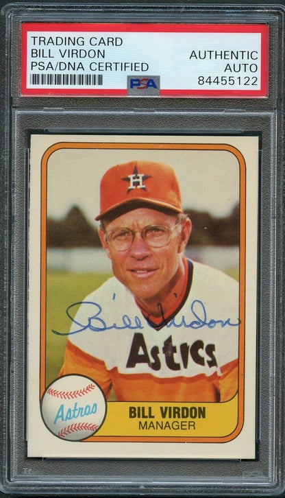 1981 Fleer #61 Bill Virdon Signed Card PSA Slabbed Auto Astros