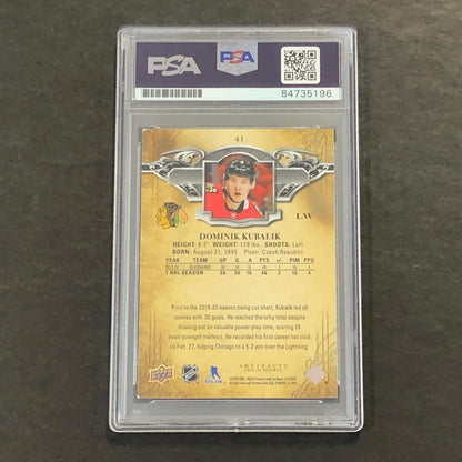 2020-21 Upper Deck Artifacts #41 Dominik Kubalik Signed Card AUTO PSA slabbed Bl