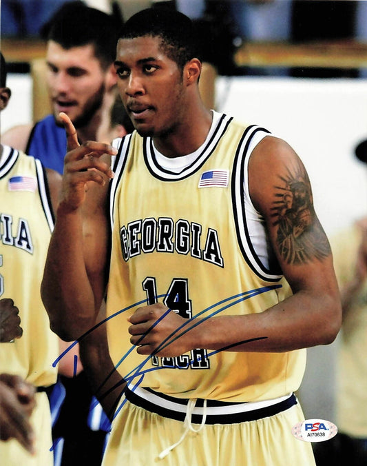 DERRICK FAVORS signed 8x10 photo PSA/DNA Georgia Tech Autographed