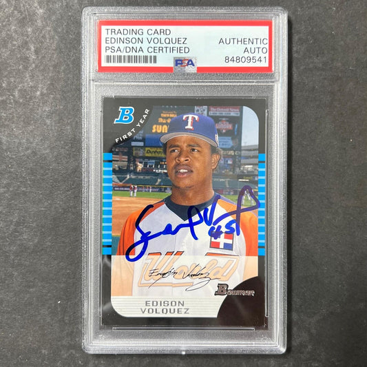 2005 Topps Bowman Edinson Volquez Signed Card PSA Slabbed Auto Rangers