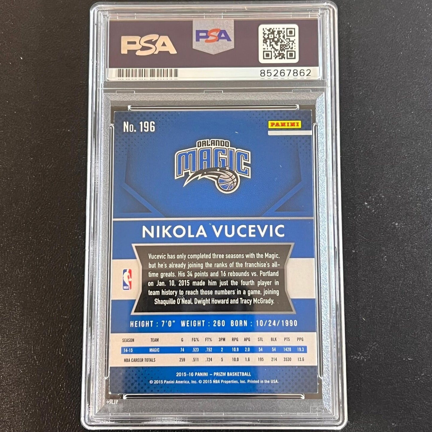 2013-14 Pinnacle Basketball #196 Nikola Vucevic Signed Card AUTO PSA Slabbed Mag