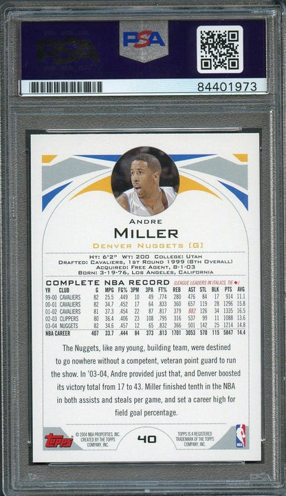 2004 Topps #40 Andre Miller Signed AUTO PSA Slabbed Nuggets